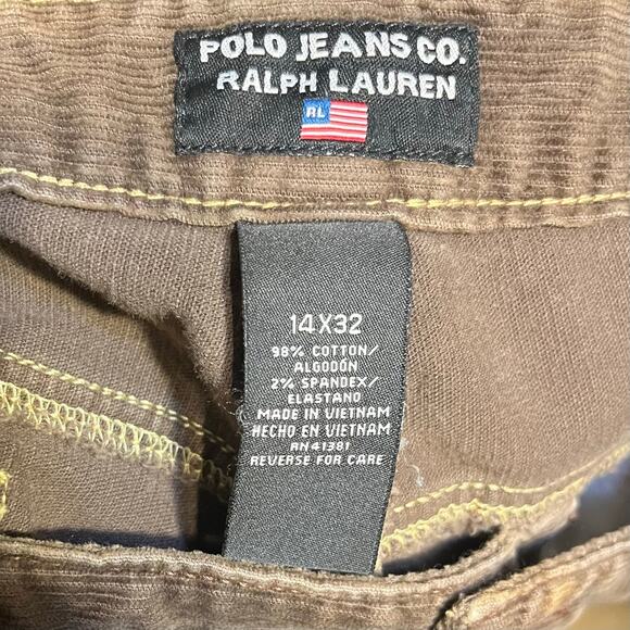 VTG 90s Y2K Polo Ralph Lauren Jeans Co Corduroy Bootcut Pants Brown 14x32 USA - Picture 6 of 8